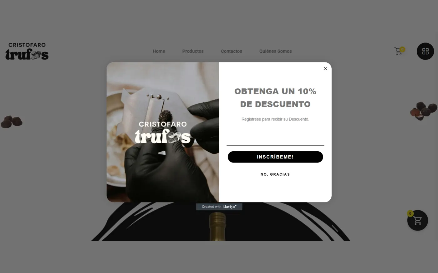 Schermata del sito Cristofaro Trufas