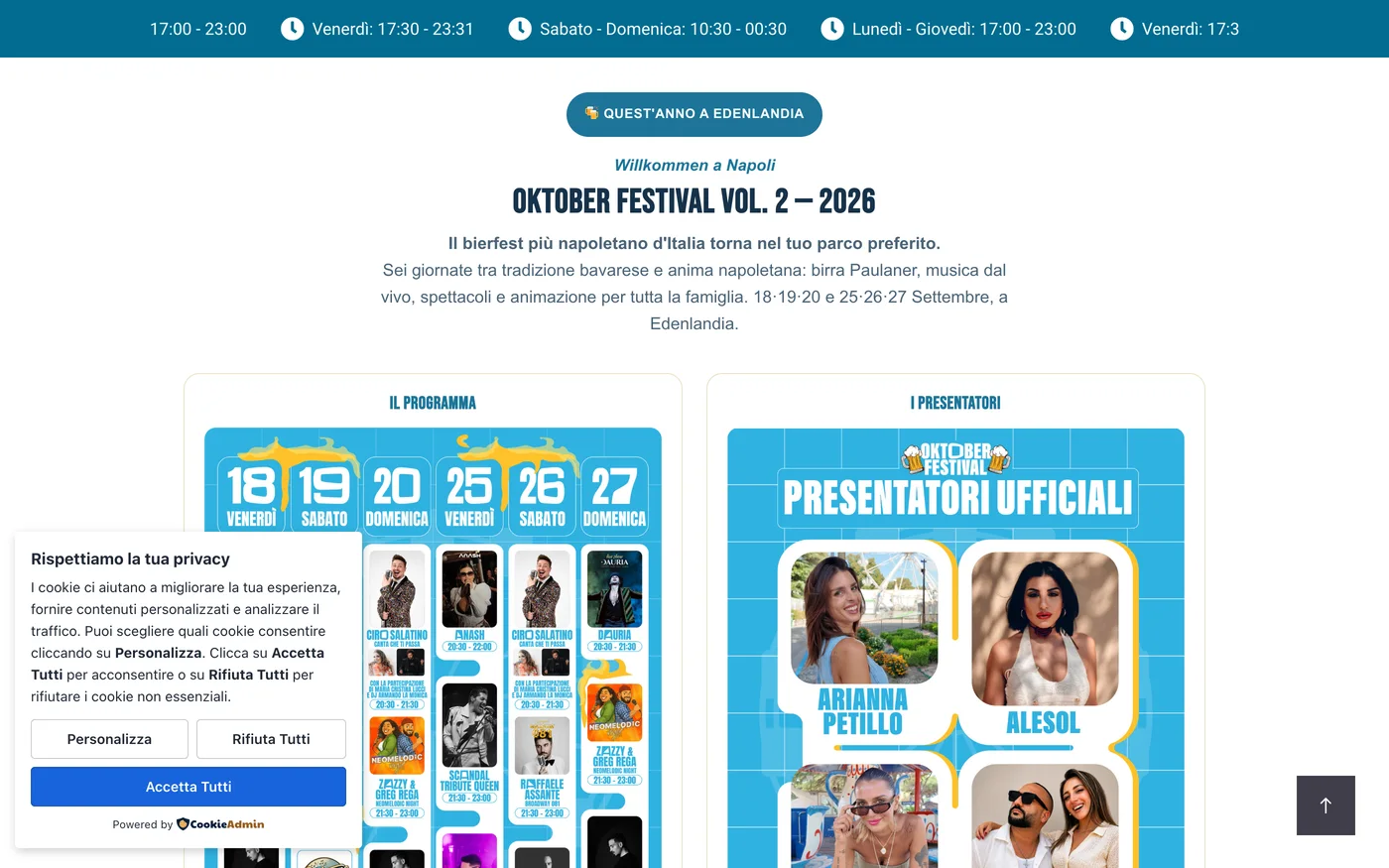 Il calendario eventi di Edenlandia con l'Oktober Festival