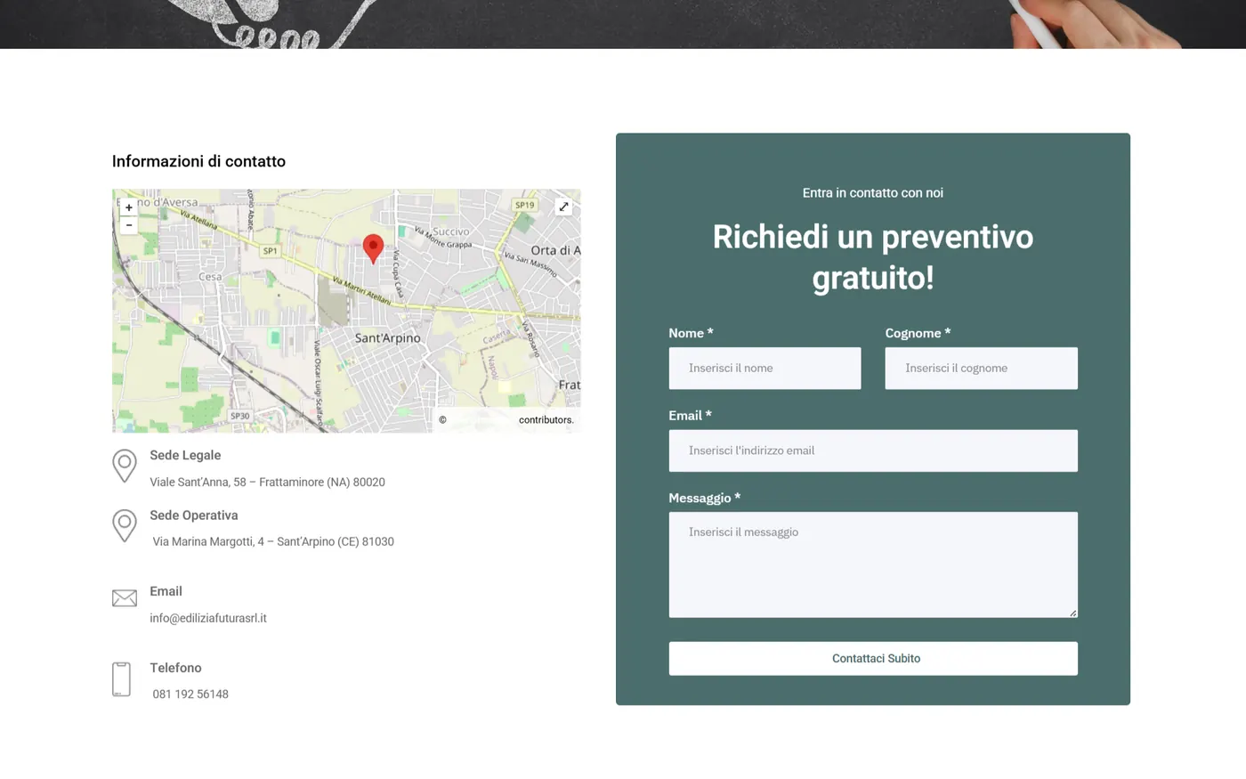 Pagina contatti di Edilizia Futura