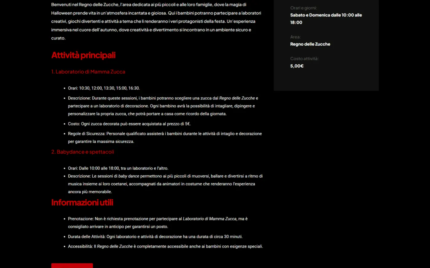 Sezione Regno delle Zucche di HorrorWorld