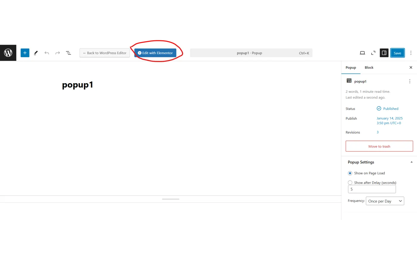 Schermata del sito PopUp Customizer