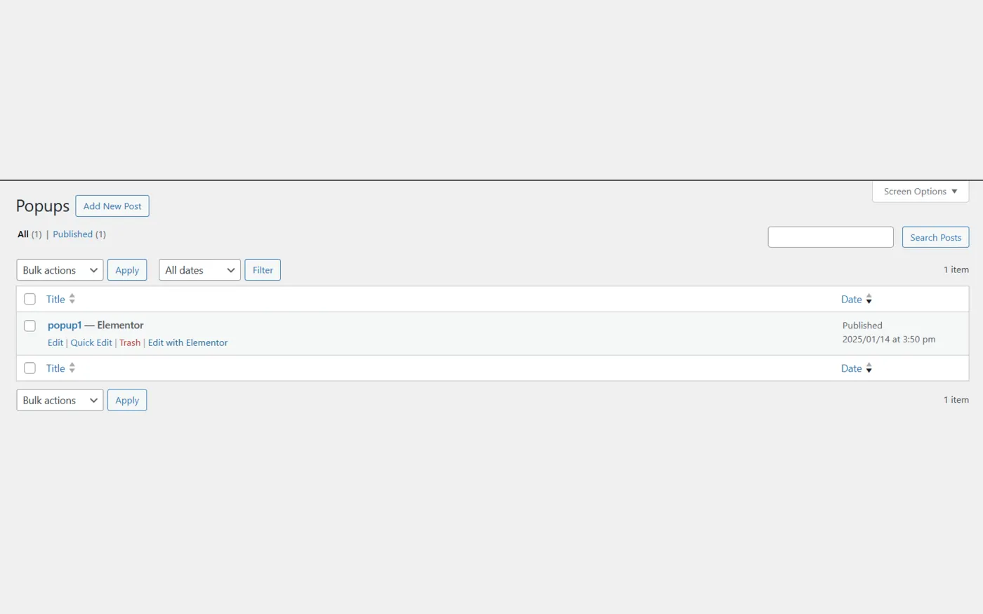 Schermata del sito PopUp Customizer
