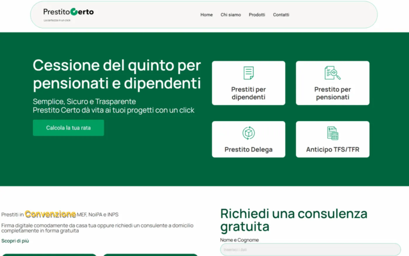Homepage di PrestitoCerto