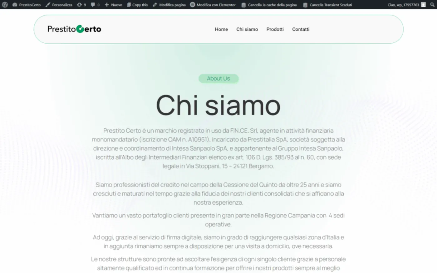 Pagina Chi siamo di PrestitoCerto