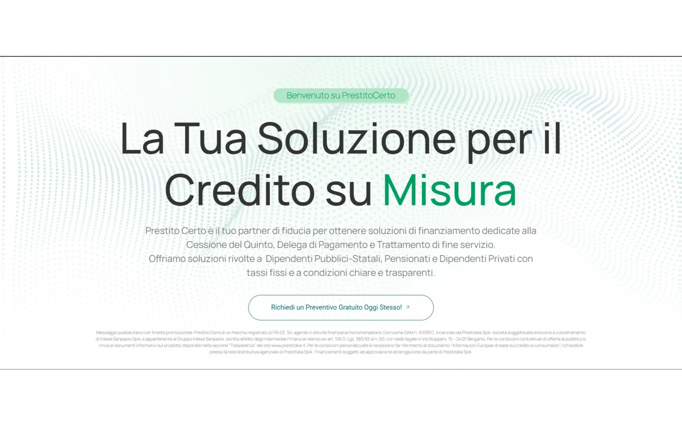 Schermata del sito PrestitoCerto